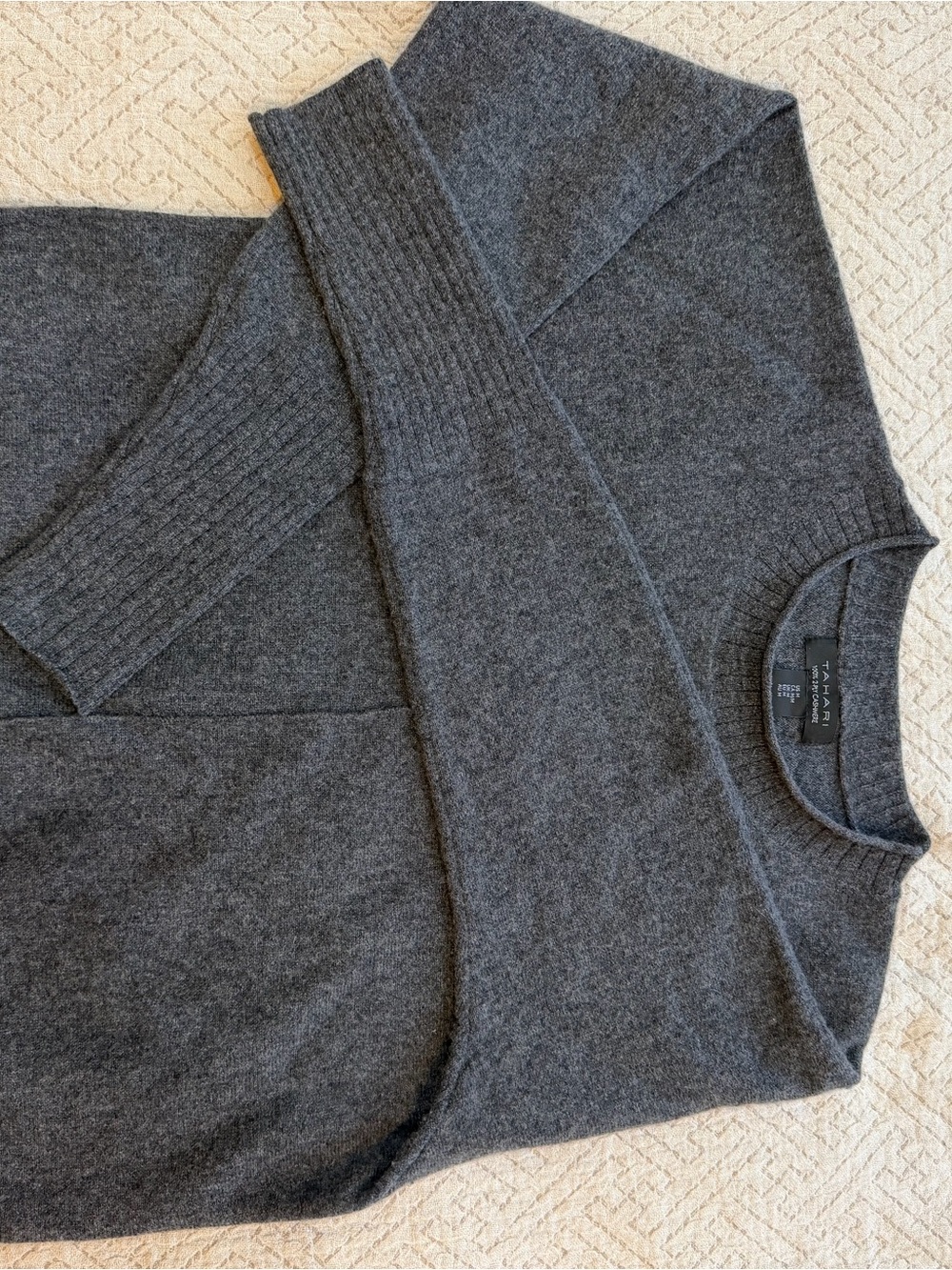 Tahari Dark Gray Crew Neck Sweater